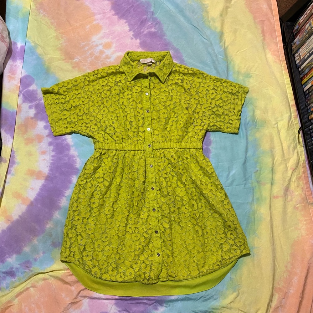 MICHAEL Michael Kors Neon Green Lace Shirt dress